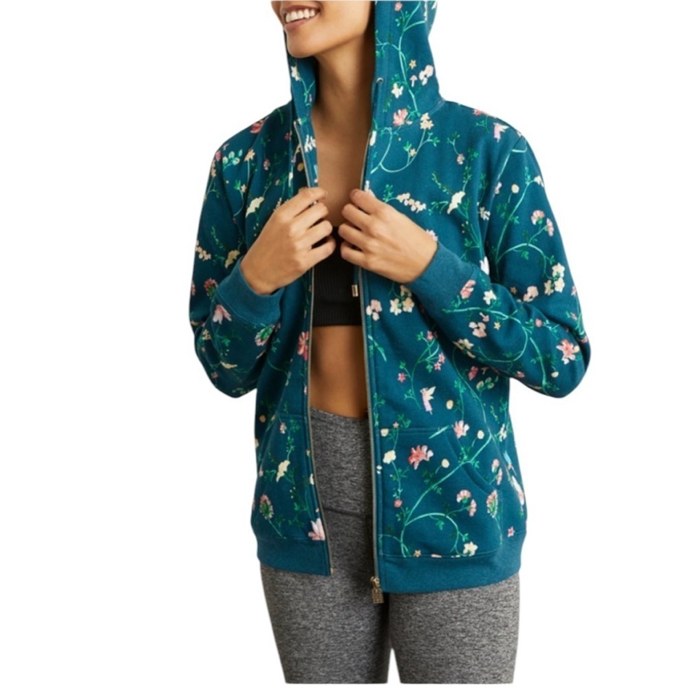 Hill House The Allie‎ Zip Up Sweatshirt Hoodie Jacket in Moody Floral NWT